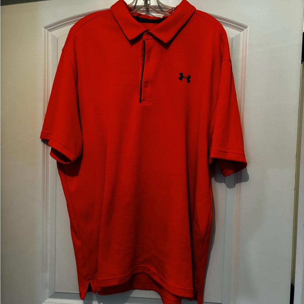 under armour polo ~ relaxed fit/ short sleeved ~ bright orange ~ 3x~ like new